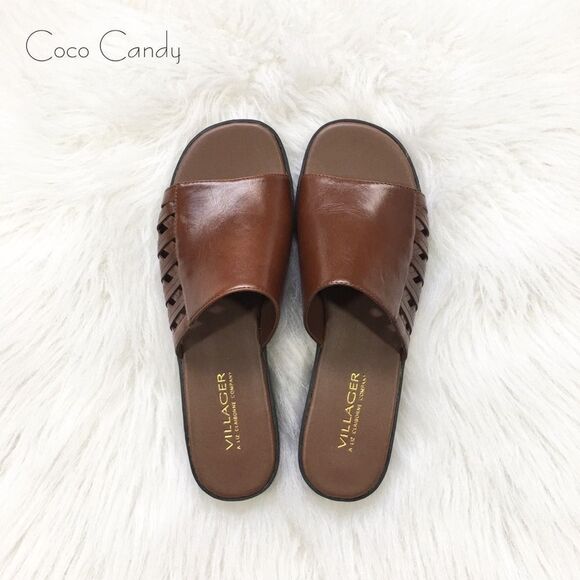 Villager Liz Claiborne Brown Leather Sandals✨ New... | Depop 🆕Villager Liz Claiborne Brown Leather Sandals